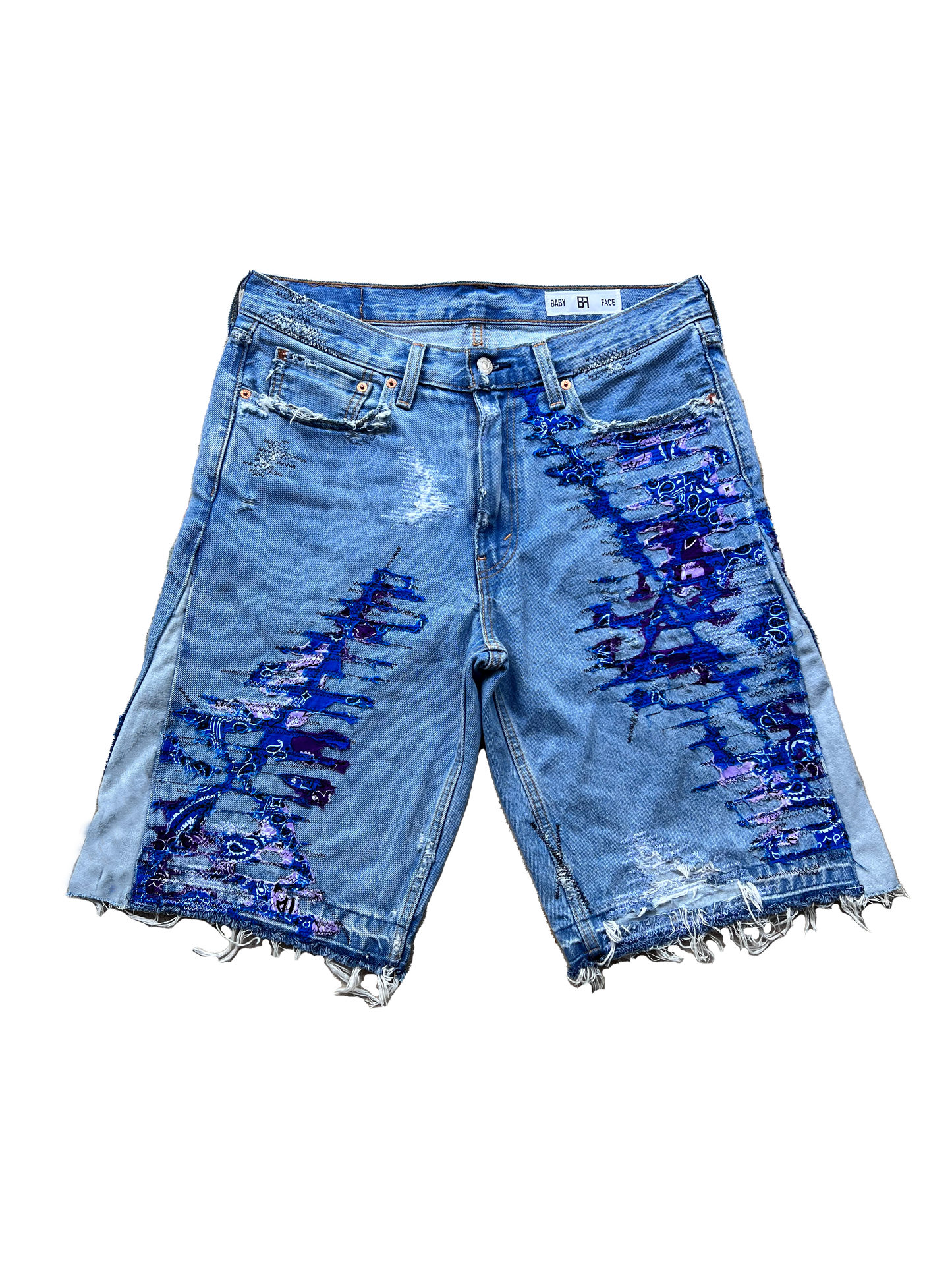 BF Boro Flare Denim Shorts Light Wash