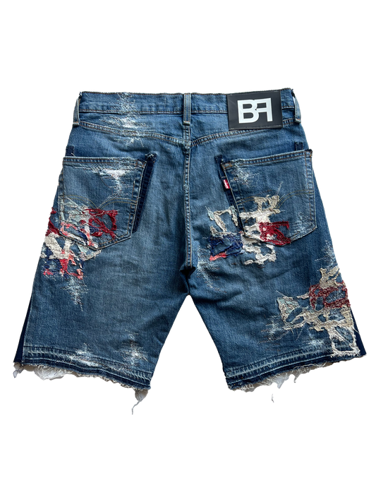 BF Boro Flare Denim Shorts Blue