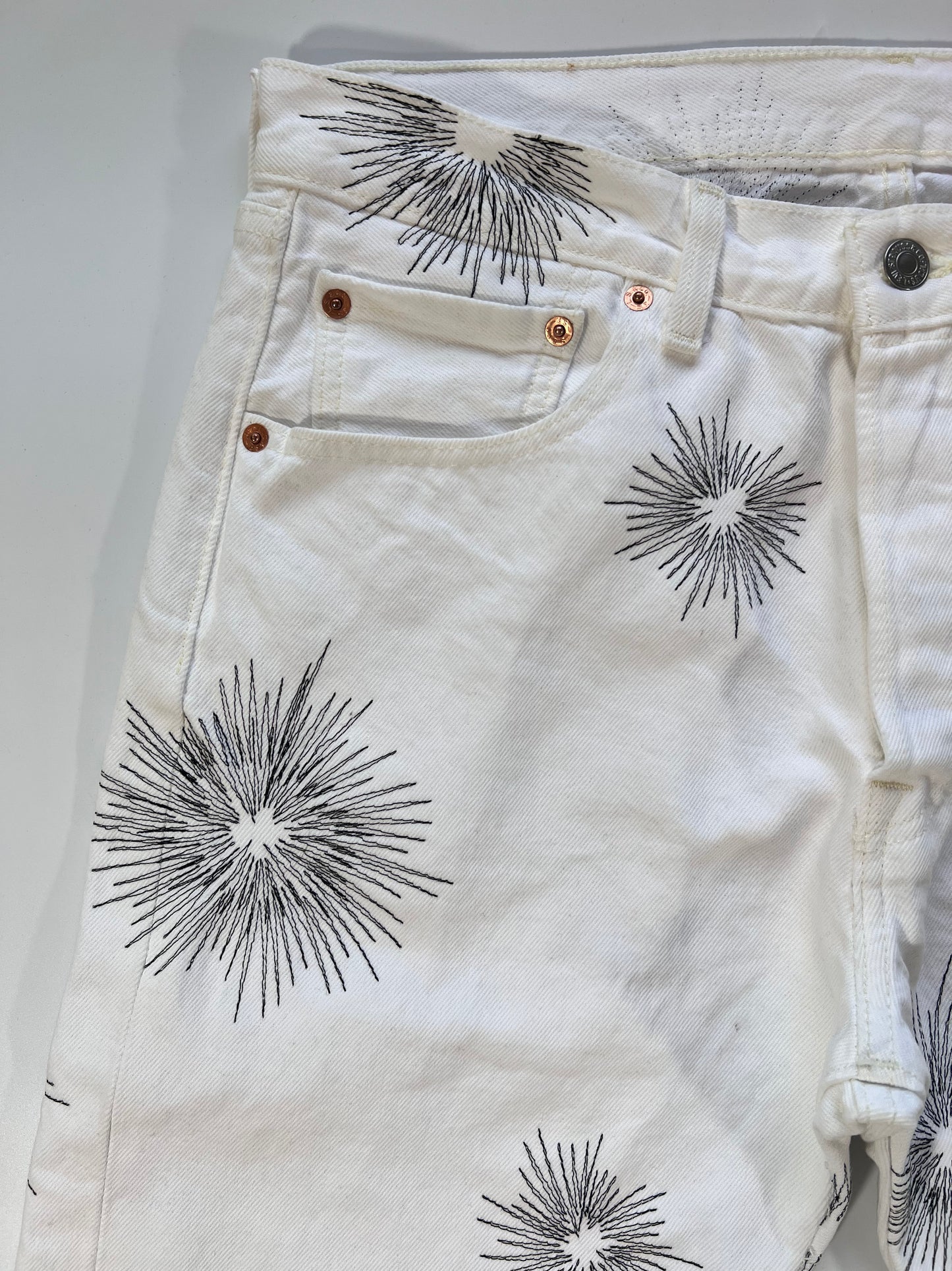 Firework Stitch Denim White/Black