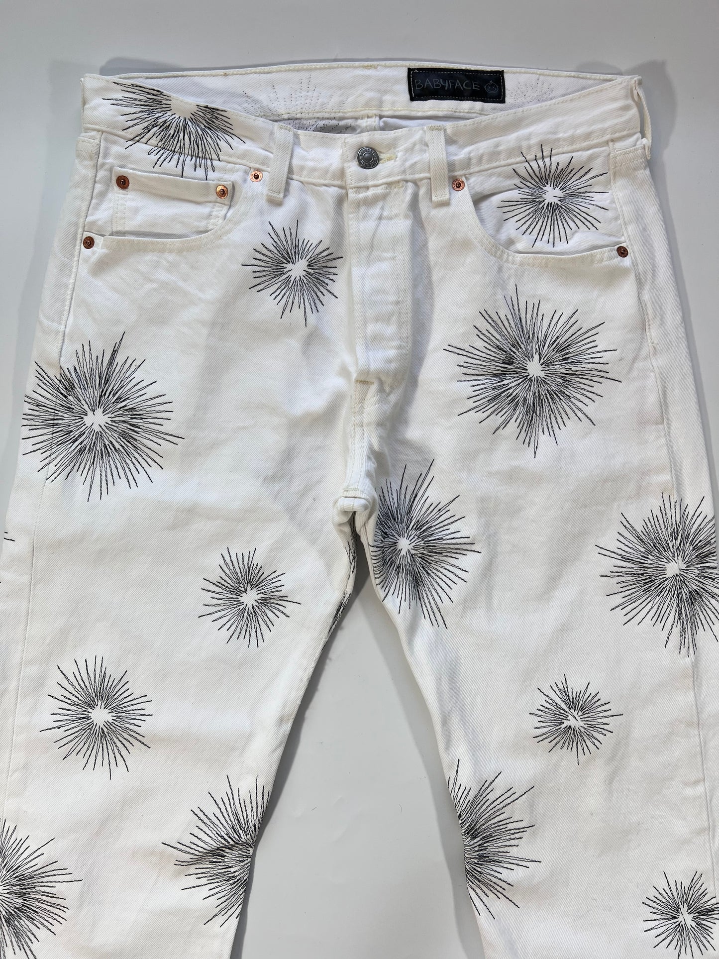 Firework Stitch Denim White/Black